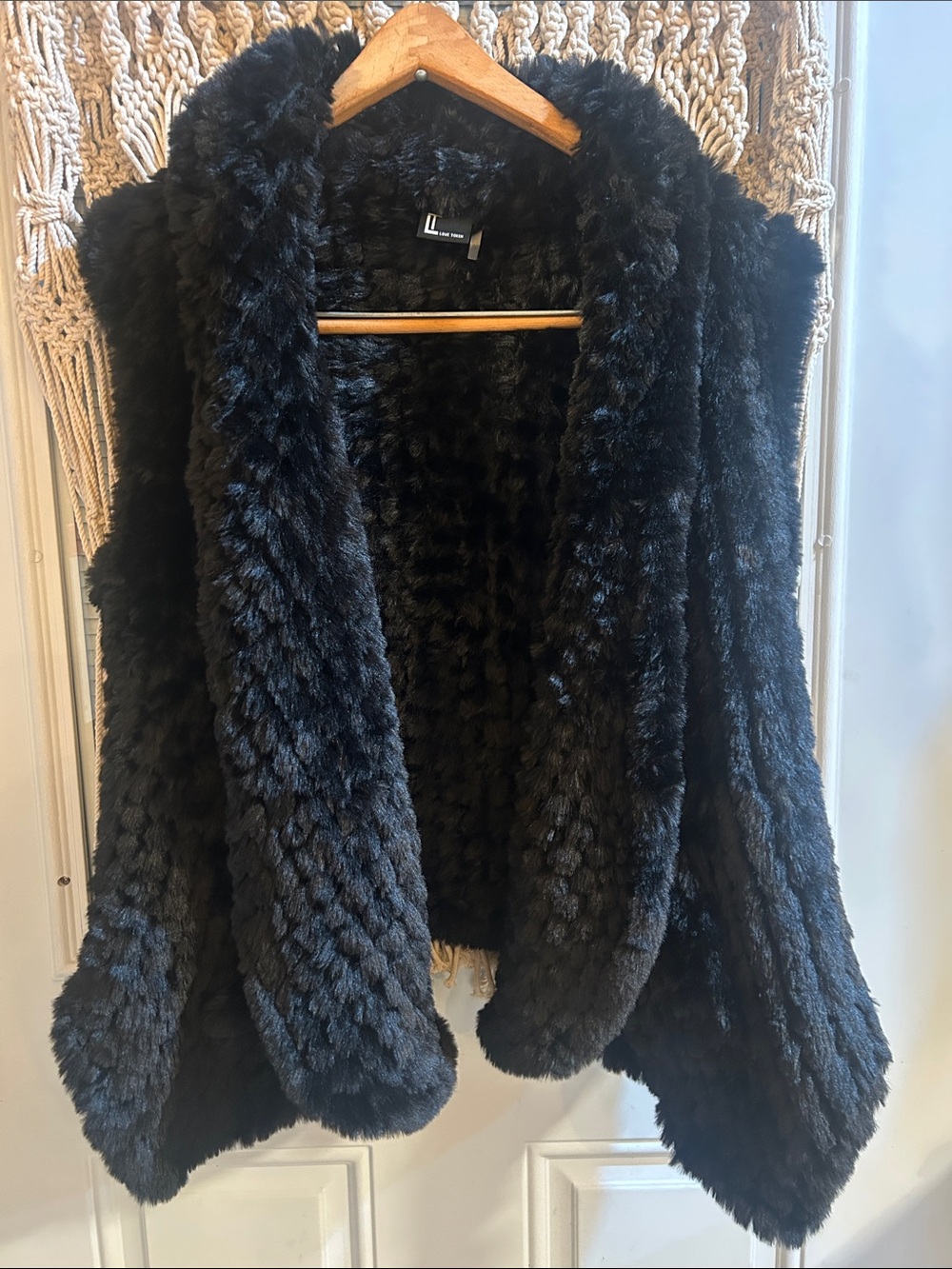 Love Token - Black- 100% Rabbit Fur Vest